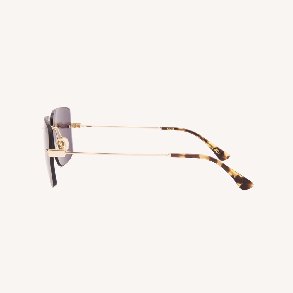 DEZI 2000s Gold and Dark Smoke Square Rimless Sunglasses - Picture 9 of 15